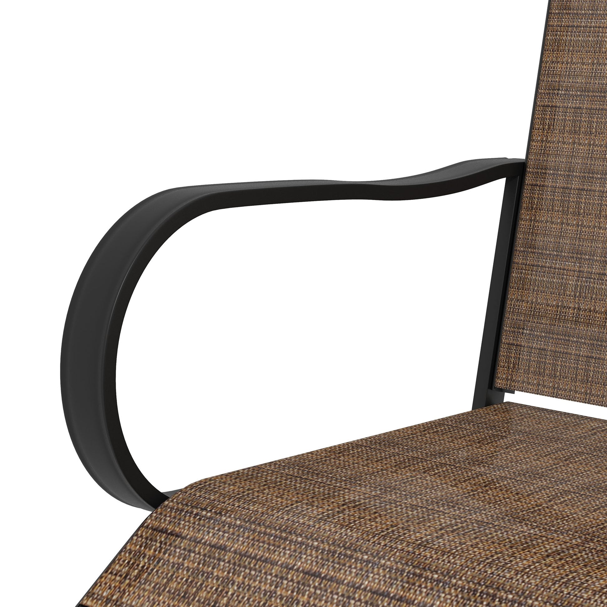 Outsunny Outdoor Bar Stools With Armrests, Set Of 2 360 Swivel Bar Height Patio Chairs With High Density Mesh Fabric, Steel Frame Dining Chairs For Balcony, Poolside, Backyard, Tan Brown Steel