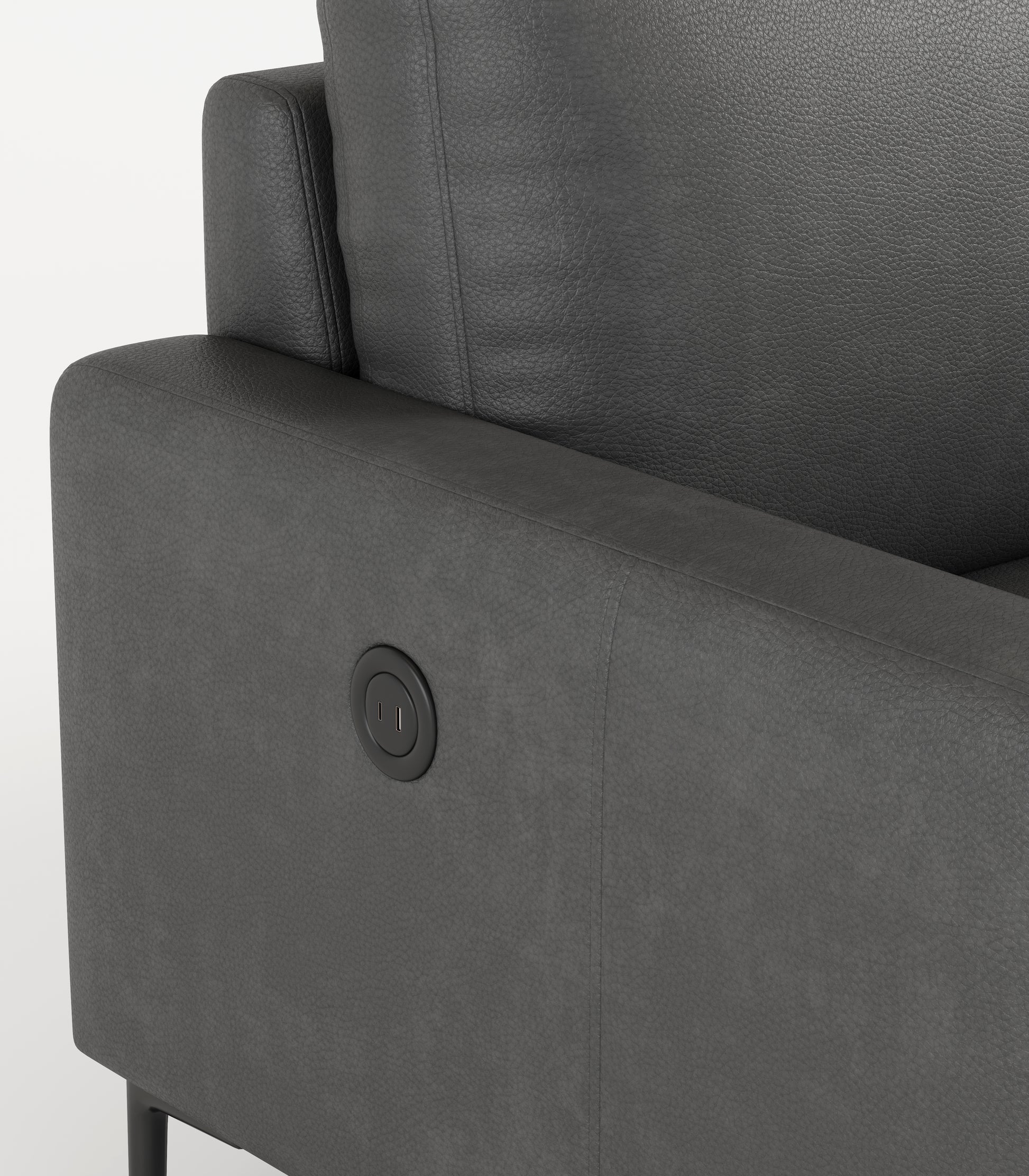 77"Antique Gray Luxury Genuine Leather Match Contemporary Sofa With Usb Charger,3 Seats Comfy Coach For Living Room Home Office Antique Gray Wood Primary Living Space American Design Foam Genuine Leather 3 Seat