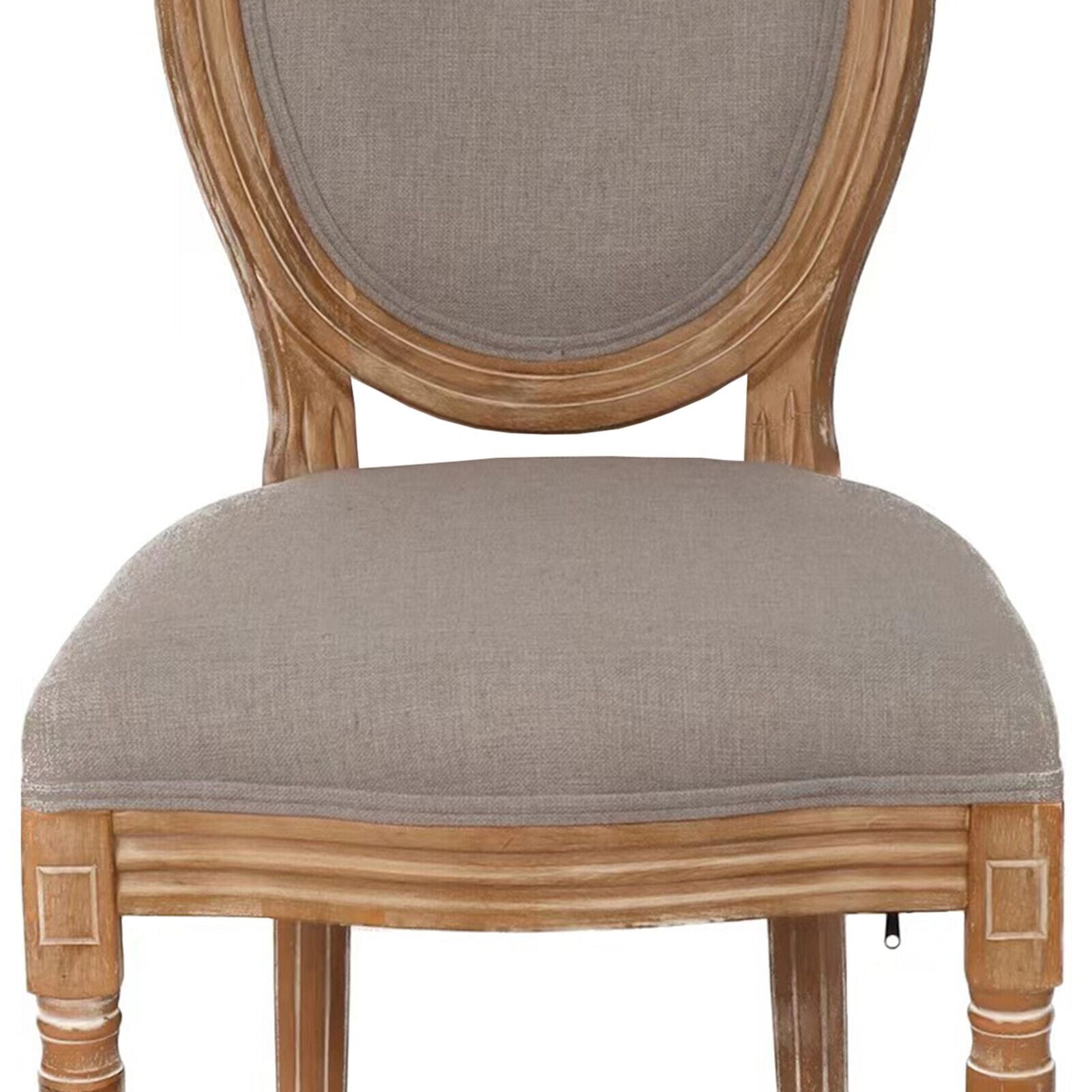 French Country Dining Chairs With Round Back Set Of 2, Upholstered, Solid Wood Legs, Accent Side Chairs For Living Room, Wedding Event Grey Rubberwood Antique Grey White Dining Room Oval Antique Dining Chairs Rubberwood Rubber Wood