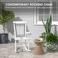 Outsunny Outdoor Wood Rocking Chair, 350 Lbs. Porch Rocker With High Back For Garden, Patio, Balcony, White White Wood