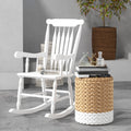 Outsunny Outdoor Wood Rocking Chair, 350 Lbs. Porch Rocker With High Back For Garden, Patio, Balcony, White White Wood