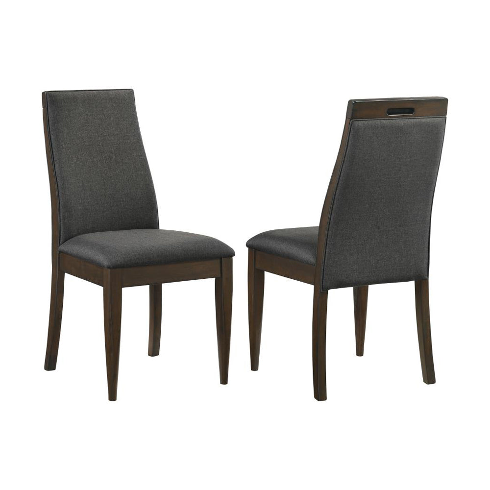 Set Of 2 Grey Fabric Upholstered Dining Chairs, Dark Walnut Solid Grey Dining Room Rectangular Dining Chairs Set Of 2 Fabric,Mdf