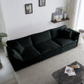 Mid Century Modern Couch 3 Seater Sofa With 2 Armrest Pillows And 3 Toss Pillows, Couch For Living Room Black Chenille Black Chenille 3 Seat
