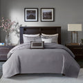 6 Piece Reversible Jacquard Quilt Set With Throw Pillows Grey Taupe King Cal King Grey Taupe Cotton