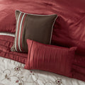 Embroidered 7 Piece Comforter Set Red Queen Queen Red Polyester