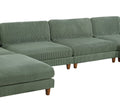 Contemporary Sage Color 6Pc Modular Sectional Set Corduroy Upholstery Couch 2X Corner Wedge, 2X Armless Chairs 2X Ottomans Living Room Sage Primary Living Space Cushion Back Contemporary,Modern Modular Rubberwood Corduroy 6 Seat