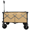 Collapsible Folding Wagon, Push Pull Foldable Beach Wagon Cart Grayish Brown Steel