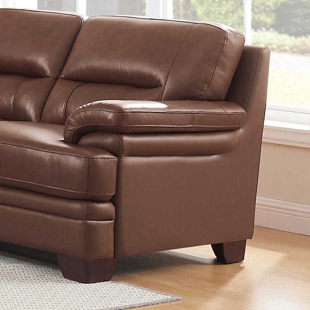 Luxor Leather Sofa Pecan Memory Foam Genuine Leather 3 Seat