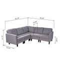 Mirod 5 Piece Upholstered Sectional Sofa Grey Fabric 4 Seat