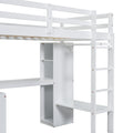 Twin Size Loft Bed With L Shaped Desk, Wardrobe And Storage Shelves, White Expected Arrival Time: 8.31 Box Spring Not Required Twin White Wood Bedroom Solid Wood Mdf