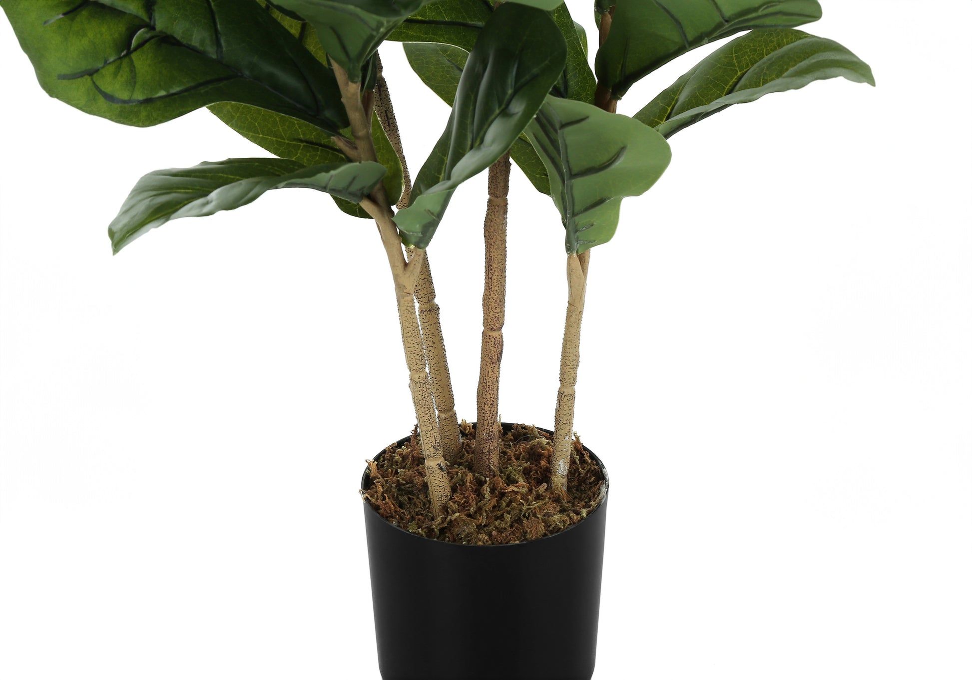 Artificial Plant, 41" Tall, Fiddle Tree, Indoor, Faux, Fake, Floor, Greenery, Potted, Real Touch, Decorative, Green Leaves, Black Pot Green Plastic