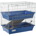 Pawhut 2 Tier Guinea Pig Cage, Ferret Cage, Chinchilla Cage, Small Animal Cage Indoor With Dish And Bottle, 2 Doors, Deep Bottoms, Ramp, 28