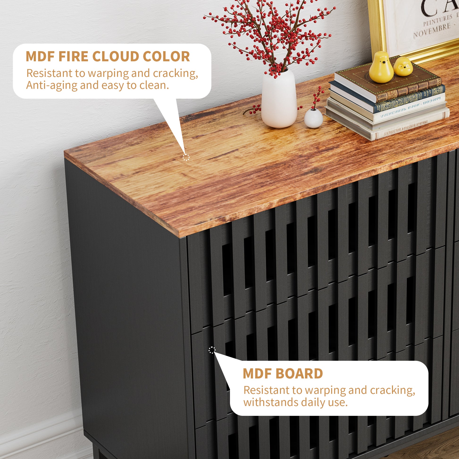 6 Drawer Double Dresser With Slatted Grille Striped Drawer, Modern Sty 6 Drawer Double Dresser With Slatted Grille Striped Drawer, Modern Sty
