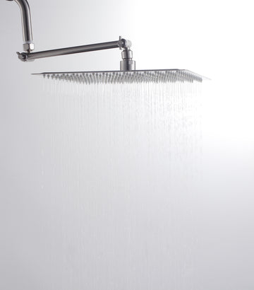 Rain Shower Head With Shower Arm 12 Inch Square, Brushed Nickel Brushed Nickel Stainless Steel