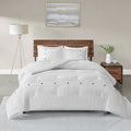 3 Piece Cotton Waffle Weave Comforter Set White Full Queen Full White Cotton