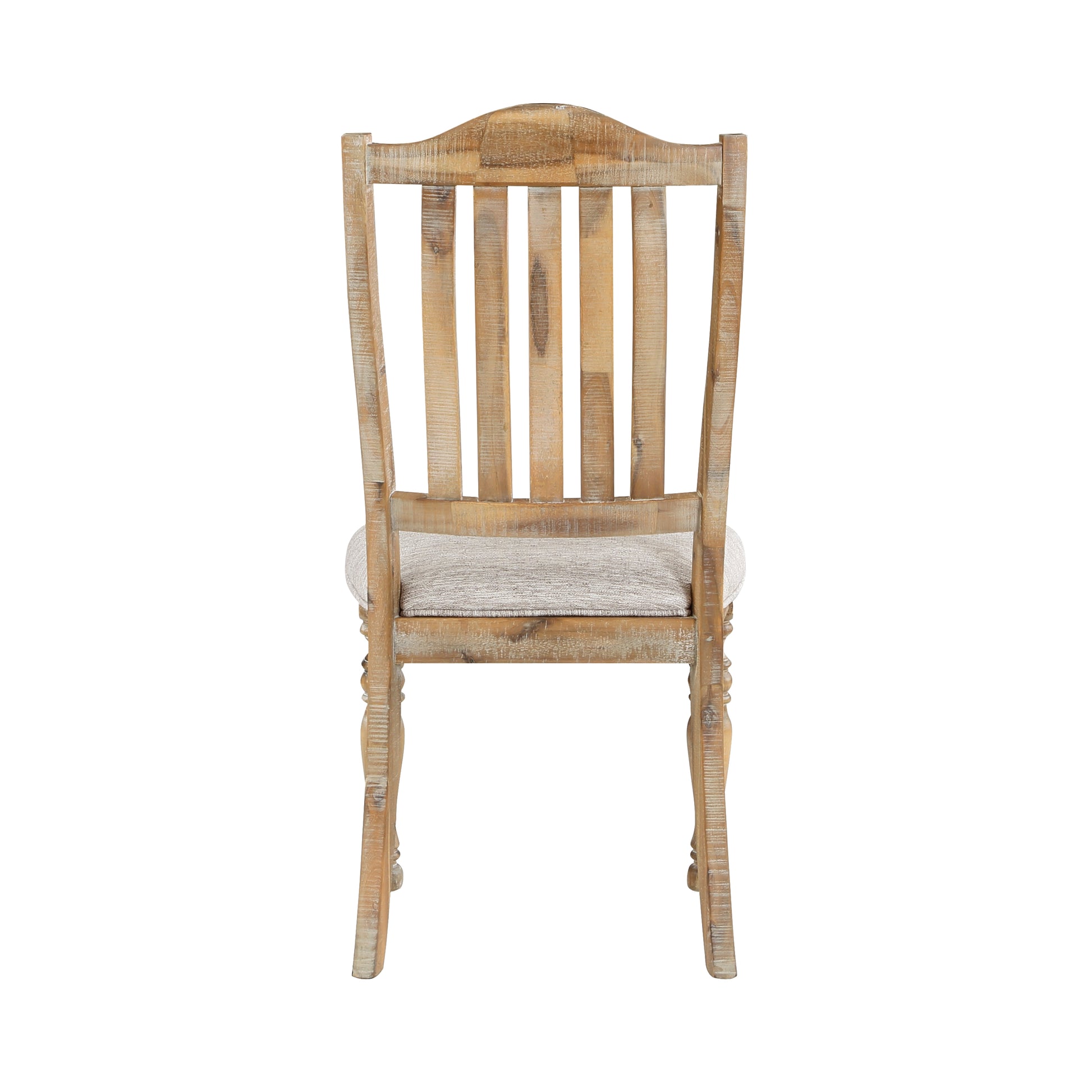 Traditional Farmhouse Style Chairs Set Of 2, Wheat Finish Textured Fabric Upholstered Vertical Slat Back Side Chair. Wheat Dining Room Side Chair Wood