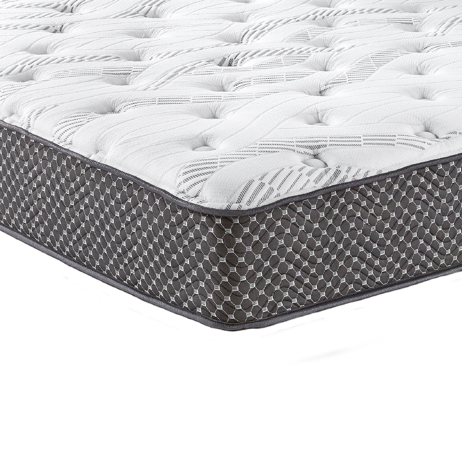 10" Quilted Hybrid Queen Mattress, Medium Firm Black White Foam Spring Queen