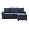 Soft Upholstered Sectional Sofa Bed With Storage Space, Suitable For Living Rooms And Apartments. Blue Wood Polyester 3 Seat