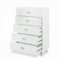 White 5 Drawer Chest With Ring Pull Handles White Bedroom Contemporary Particle Board Mdf