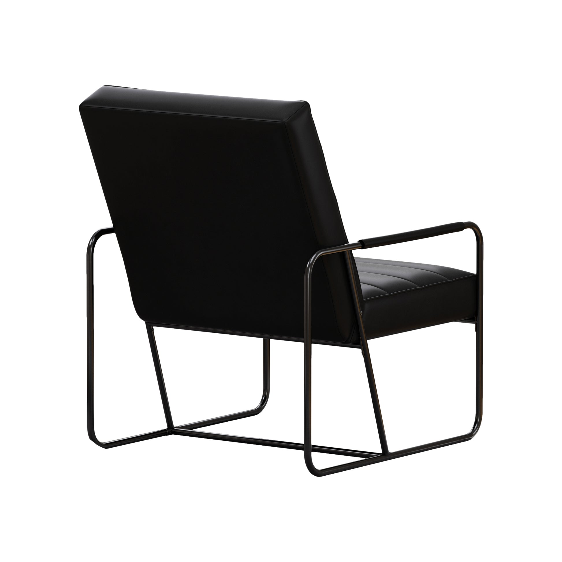 Modern Metal Framed Armchair With Black Technical Leather,Stylish & Comfortable Indoor Lounge Accent Chair For Living Room, Office,Bedroom Black Primary Living Space Modern Technical Leather