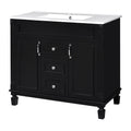 36'' Bathroom Vanity With Top Sink, Modern Bathroom Storage Cabinet With 2 Soft Closing Doors And 2 Drawers, Single Sink Bathroom Vanity Black Bathroom Modern Mdf Ceramic,Solid Wood Mdf
