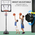 Soozier Portable Basketball Hoop System Stand With 33In Backboard, Height Adjustable 5Ft 7Ft For Indoor Outdoor Use Black Steel