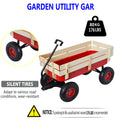 Outdoor Sport Wagon Tools Cart Wooden Side Panels Air Tires Wagon Red Red Garden & Outdoor Metal