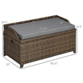Outsunny Outdoor Wicker Storage Bench Deck Box, Pe Rattan Patio Furniture Pool Container Storage Bin With Interior Waterproof Bag And Comfortable Cushion, Gray Grey Aluminum