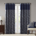 Jacquard Curtain Panel Pair Navy Polyester