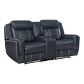 Modern Living Room Furniture 3Pc Reclining Sofa Set Bluefaux Leather Upholstery Sofa Loveseat Swivel Reclining Chair, Cup Holders, Power Outlets, Usb Ports Blue Faux Leather Wood Primary Living Space Modern Plywood,Solid Wood 6 Seat
