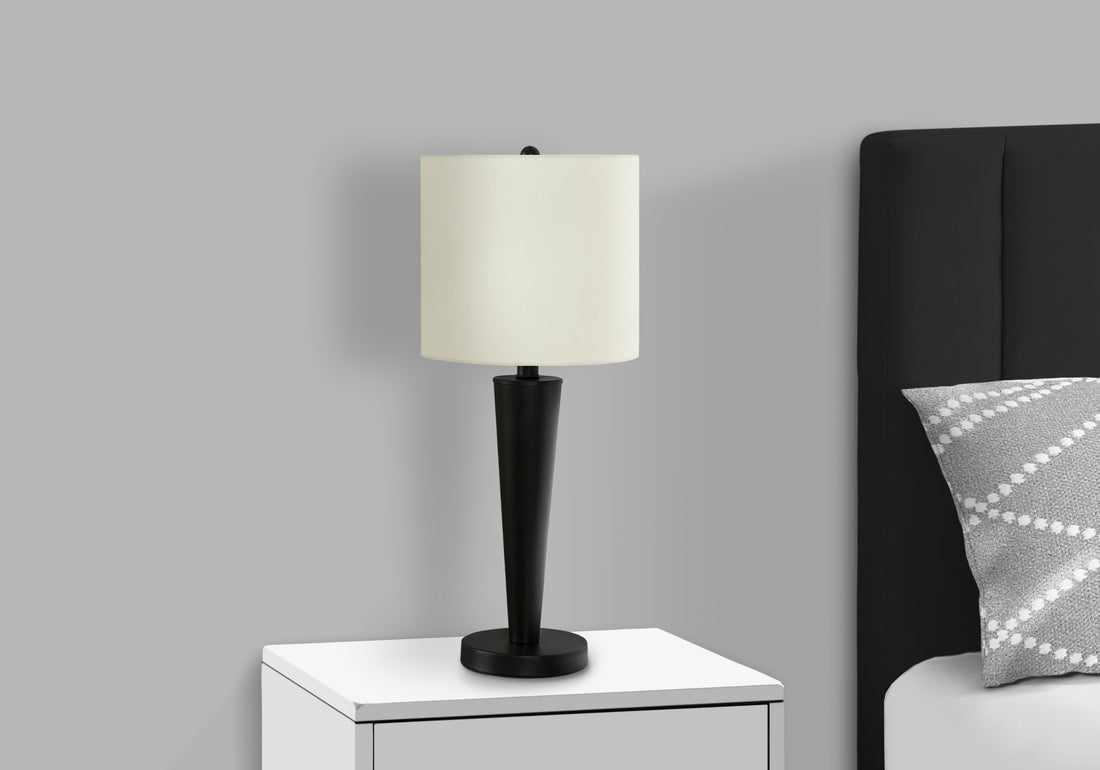 Lighting, Set Of 2, 24"H, Table Lamp, Usb Port Included, Black Metal, Ivory Cream Shade, Contemporary Black Metal