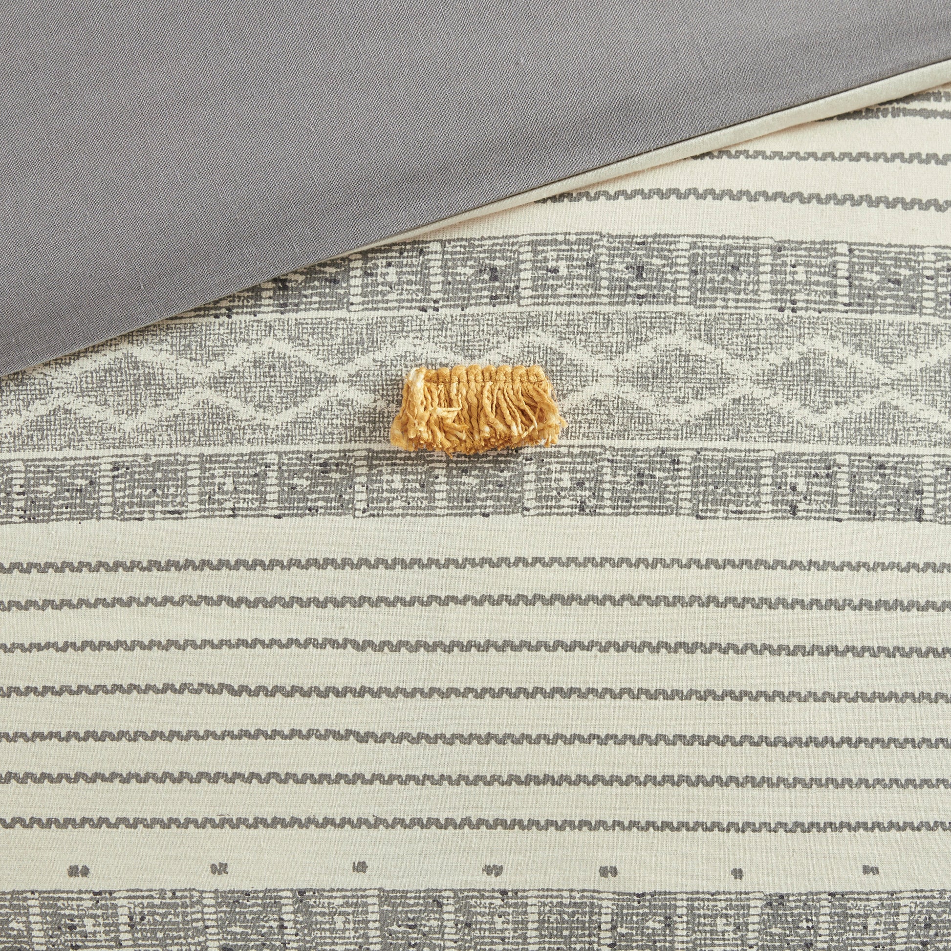 3 Piece Cotton Comforter Set Gray Yellow King Cal King King Gray Yellow Cotton