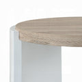 Oak And White High Gloss End Table With Sled Base Oak Primary Living Space Oval Mdf Sled