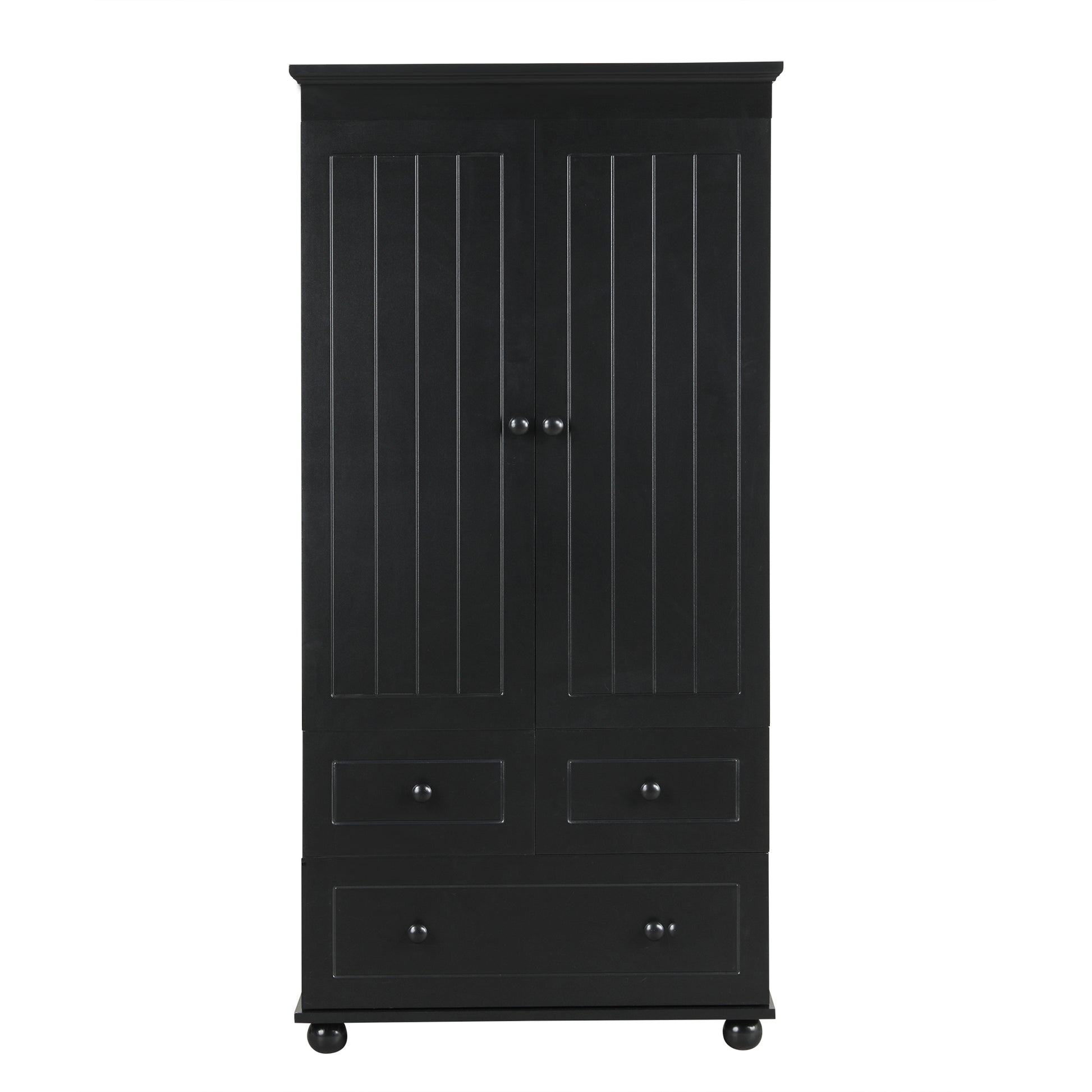 Tall Storage Cabinet With Three Drawers For Bathroom Office, Black Black Mdf