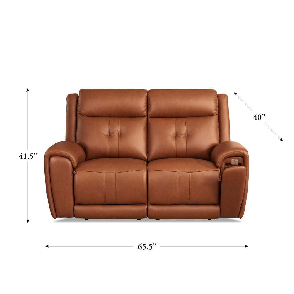 Emma Power Headrest Zero Gravity Reclining Loveseat Brown Memory Foam Genuine Leather