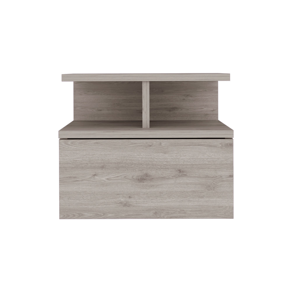 Adele Floating Nightstand With Drawer And Open Storage Shelves Grey 1 Drawer Bedroom Open Storage Modern Shelf Particle Board Engineered Wood