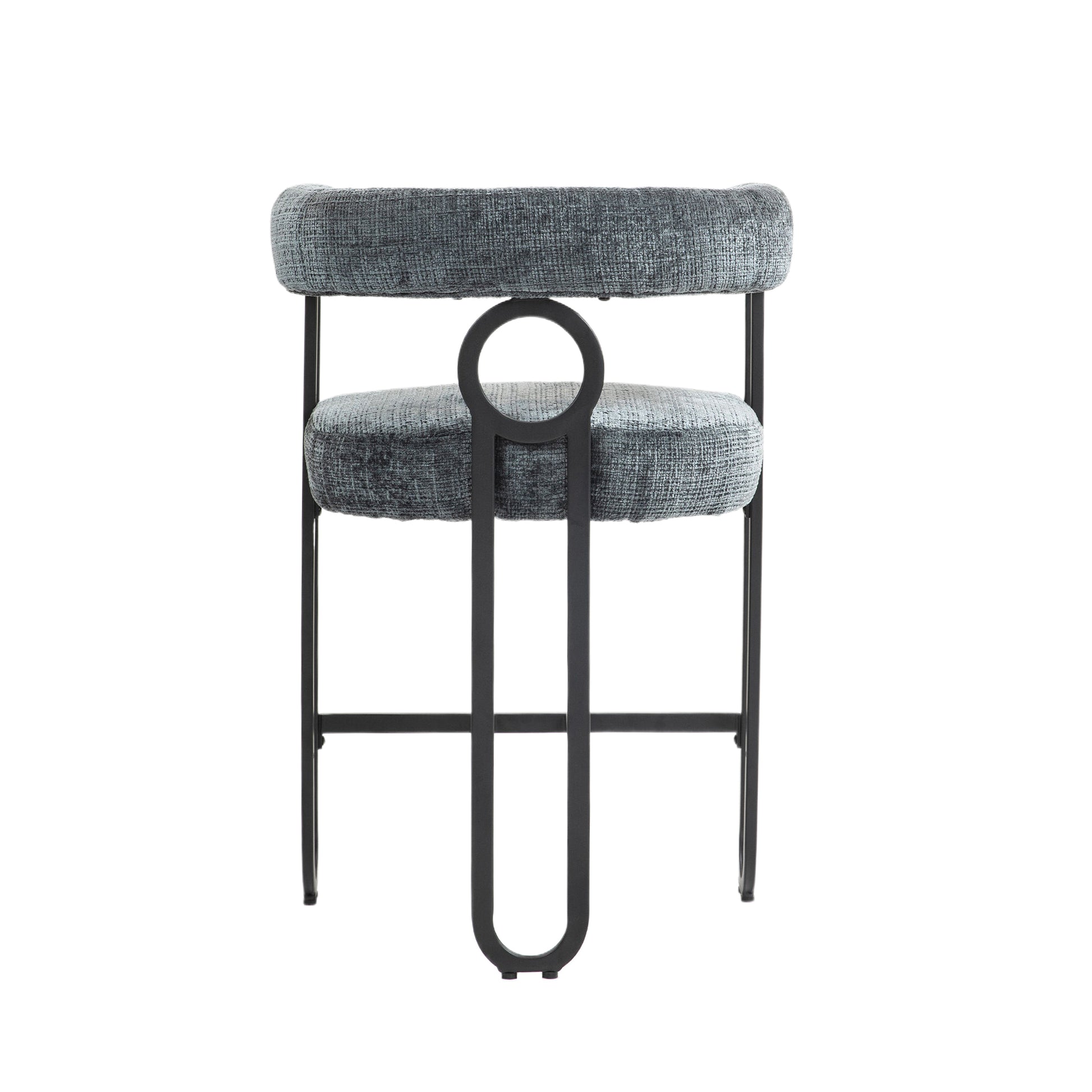 Coolmore Bar Stools Set Of 1, Modern Bar Stool With Back, Black Metal Frames, Upholstered Bar Stools For Kitchen Island, Pub, Club Gray Chenille Gray Primary Living Space Foam Chenille