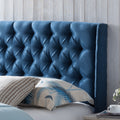 Upholstered Wingback Headboard, Button Tufted Upholstery, Sturdy Structure, King Size, Dark Navy Dark Navy Fabric