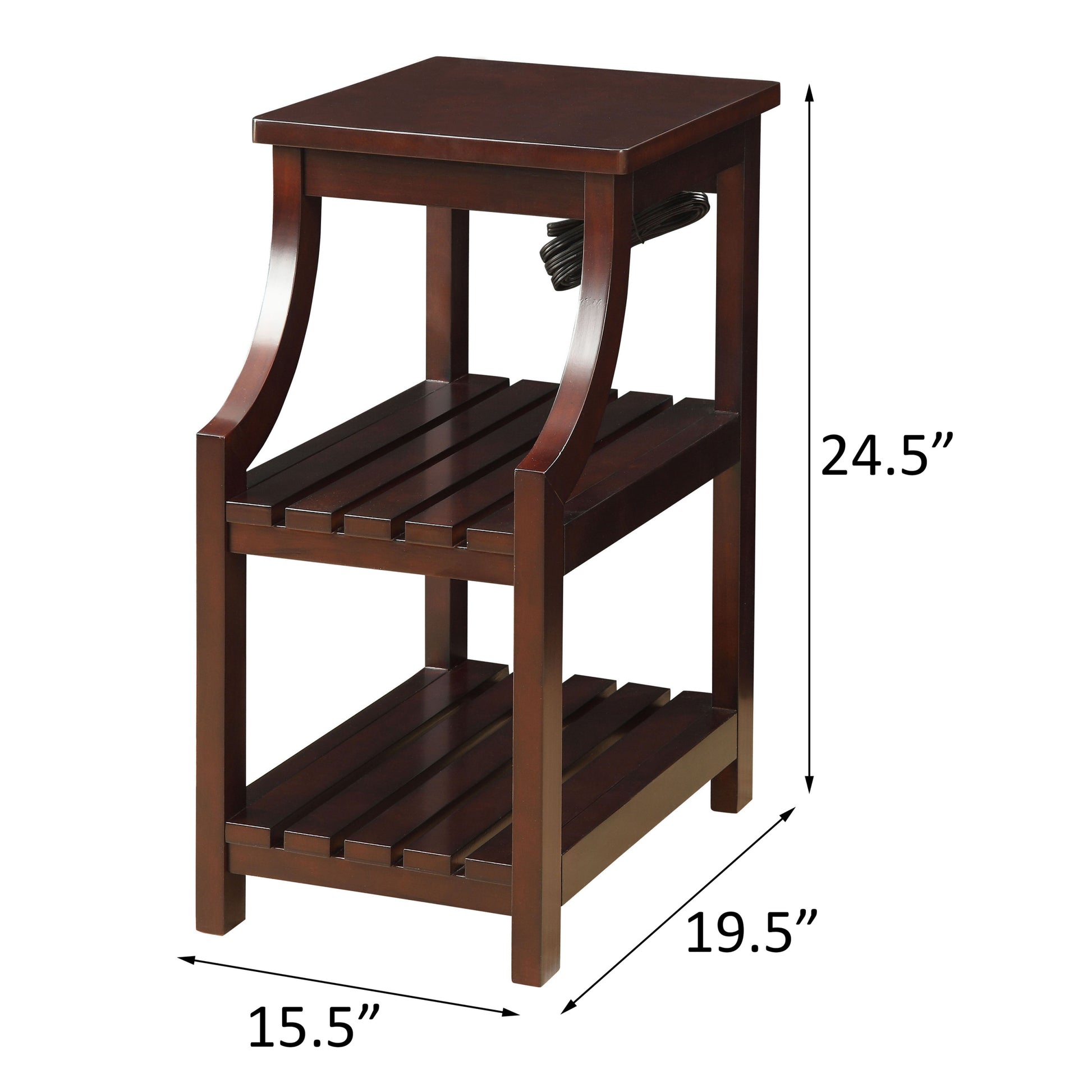 Espresso Side Table With Usb Power Dock Espresso Primary Living Space Shelves Rectangular Wood