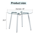 Modern Minimalist Style Circular Transparent Tempered Glass Table, Tempered Glass Tabletop, Silver Metal Table Legs, Suitable For Kitchen, Dining Room, And Living Room, 40 