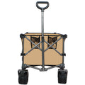 Collapsible Folding Wagon, Push Pull Foldable Beach Wagon Cart Grayish Brown Steel