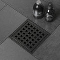 4 Inch Square Shower Floor Drain Matte Black Stainless Steel