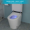 Smart Toilet With Bidet Built In, Auto Open & Close, Elongated Heated Seat, Foot Sensor Flush, Led Display, Warm Water Wash, Dryer, Night Light White Ceramic