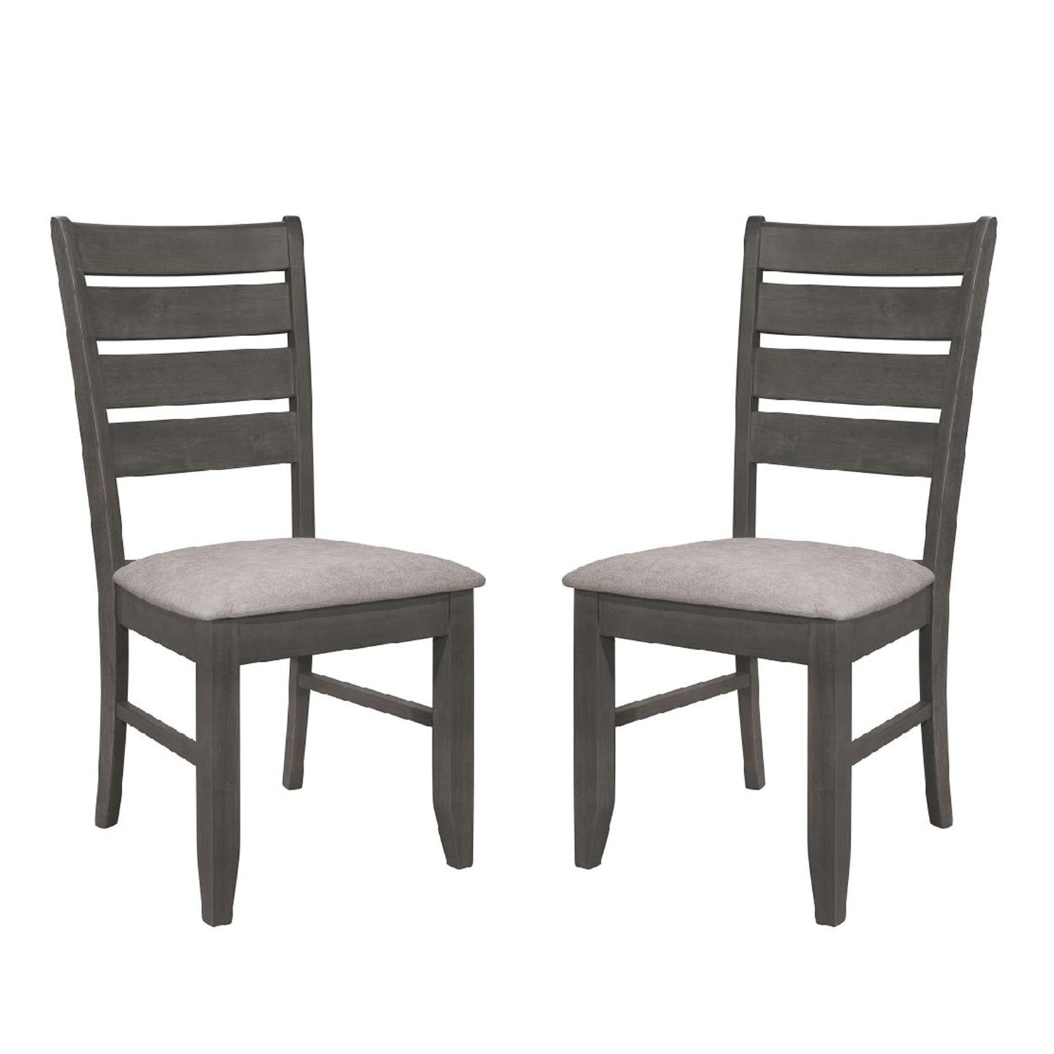 Set Of 2 Dining Chairs With Fabric Upholstered Seat, Dark Grey Solid Dark Grey Dining Room Rectangular Dining Chairs Ladder Back Set Of 2 Fabric,Mdf