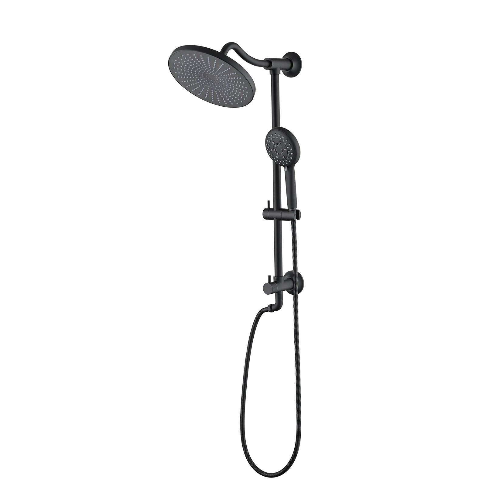 Matte Black 5 Spray Mode 10" Overhead And Handheld Shower System With Slide Bar Matte Black Stainless Steel