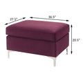 Burdy Rectangle Ottoman Burgundy Primary Living Space Solid Luxury Pine Rectangle Fabric Metal