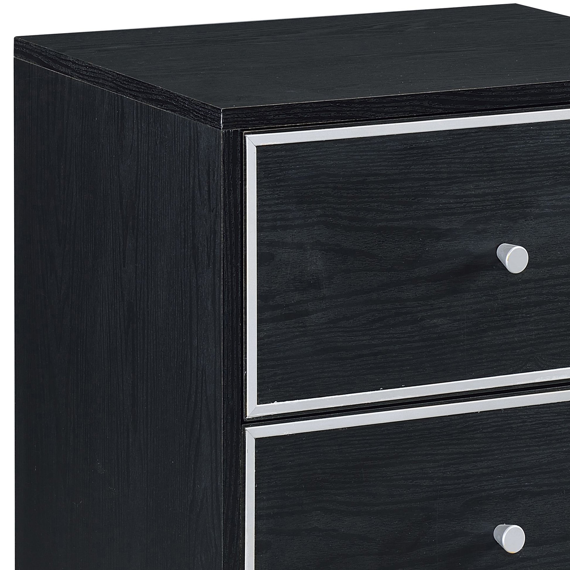 Black And Silver 2 Drawer Nightstand Black And Silver 2 Drawers Bedroom Industrial Wood Metal