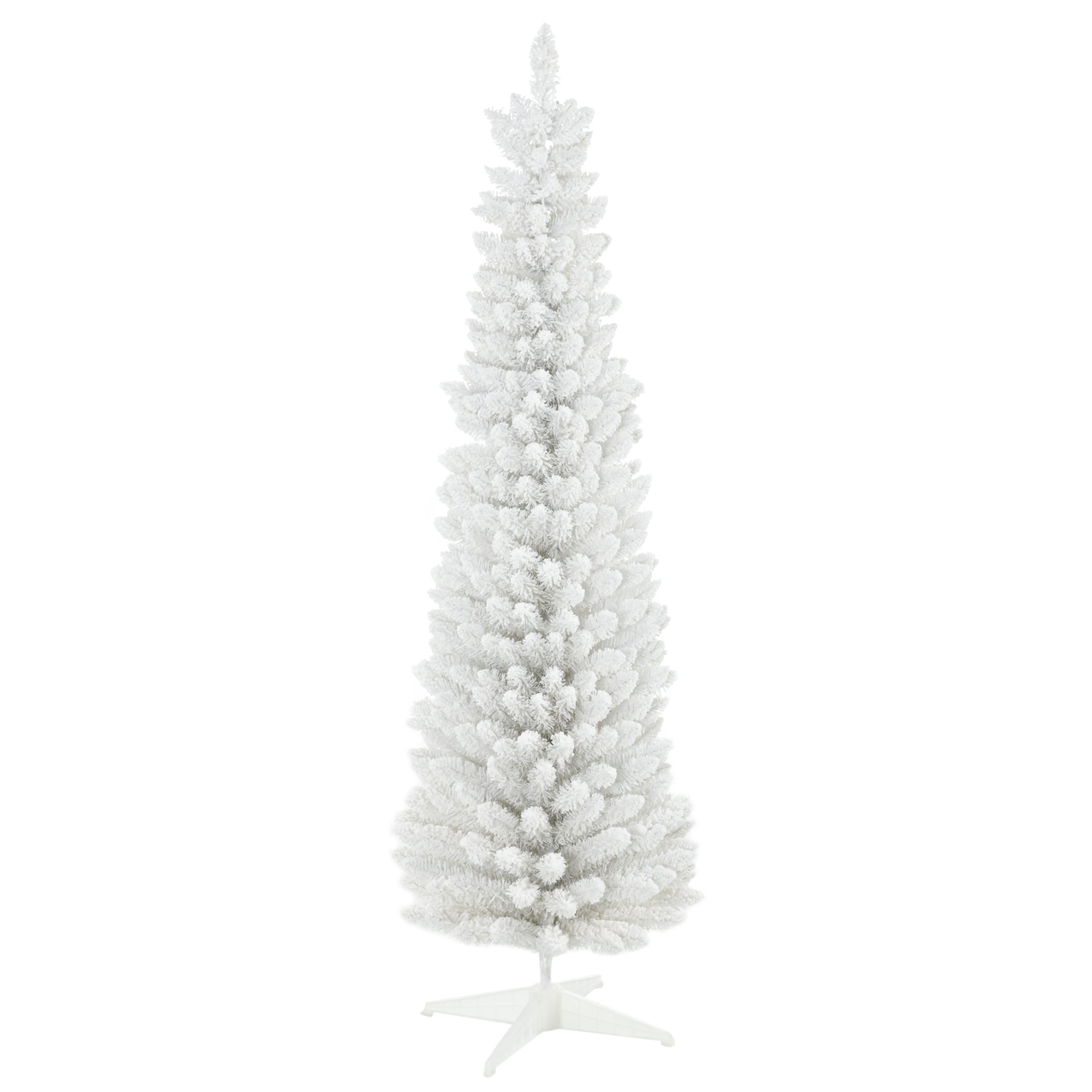 Homcom 6' Snow Flocked Artificial Pencil Christmas Tree, Slim Xmas Tree With Realistic Branches And Plastic Base Stand For Indoor Decoration, White White Plastic