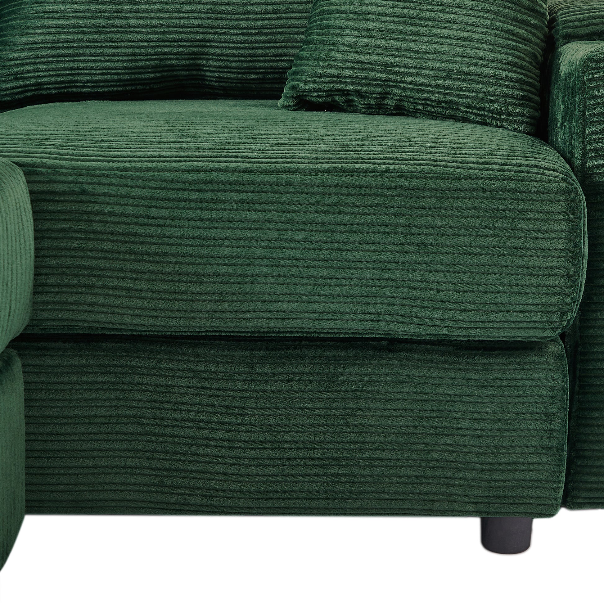 72.8" Modern Style Loveseat Sofa Sectional Sofa Couch With Storage Space, A Movable Ottoman, Two Usb Ports, Two Cup Holders, A Phone Holder For Living Room, Green Green Foam Corduroy 3 Seat