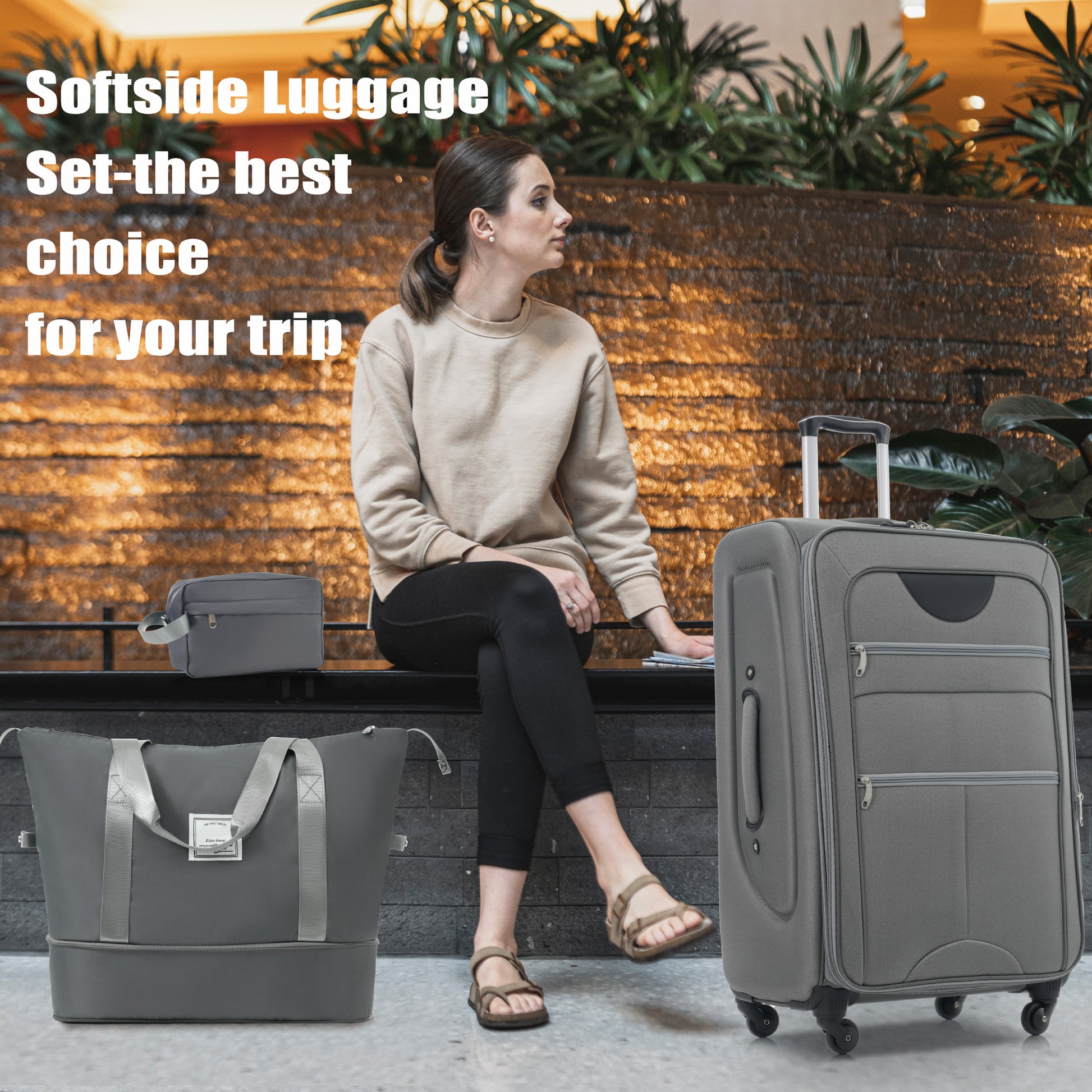Softside Luggage Expandable Piece Set Suitcase With Duffel Bag Uprig